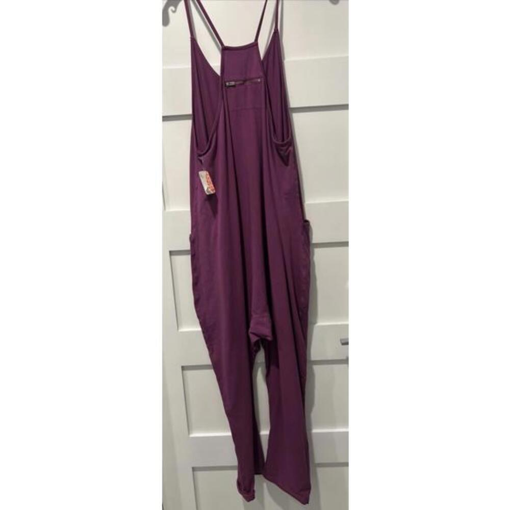 New Free People FP Movement Women's Sz S Hot Shot Jumpsuit Deep Mulberry - Picture 8 of 9